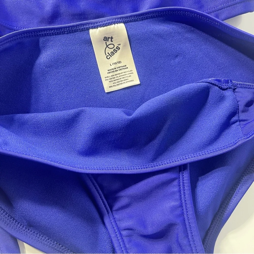 Art Class Girls Sheer Panel Long Sleeve Cropped 2-Piece Swimsuit -Size L (10/12)